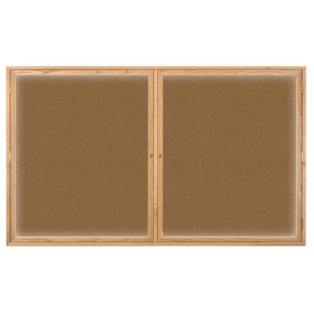 UNITED VISUAL PRODUCTS Single Door Enclosed EZ Tack Board, 18"x24", Cherry/Marble UV100EZ-MARBLE-CHERRY